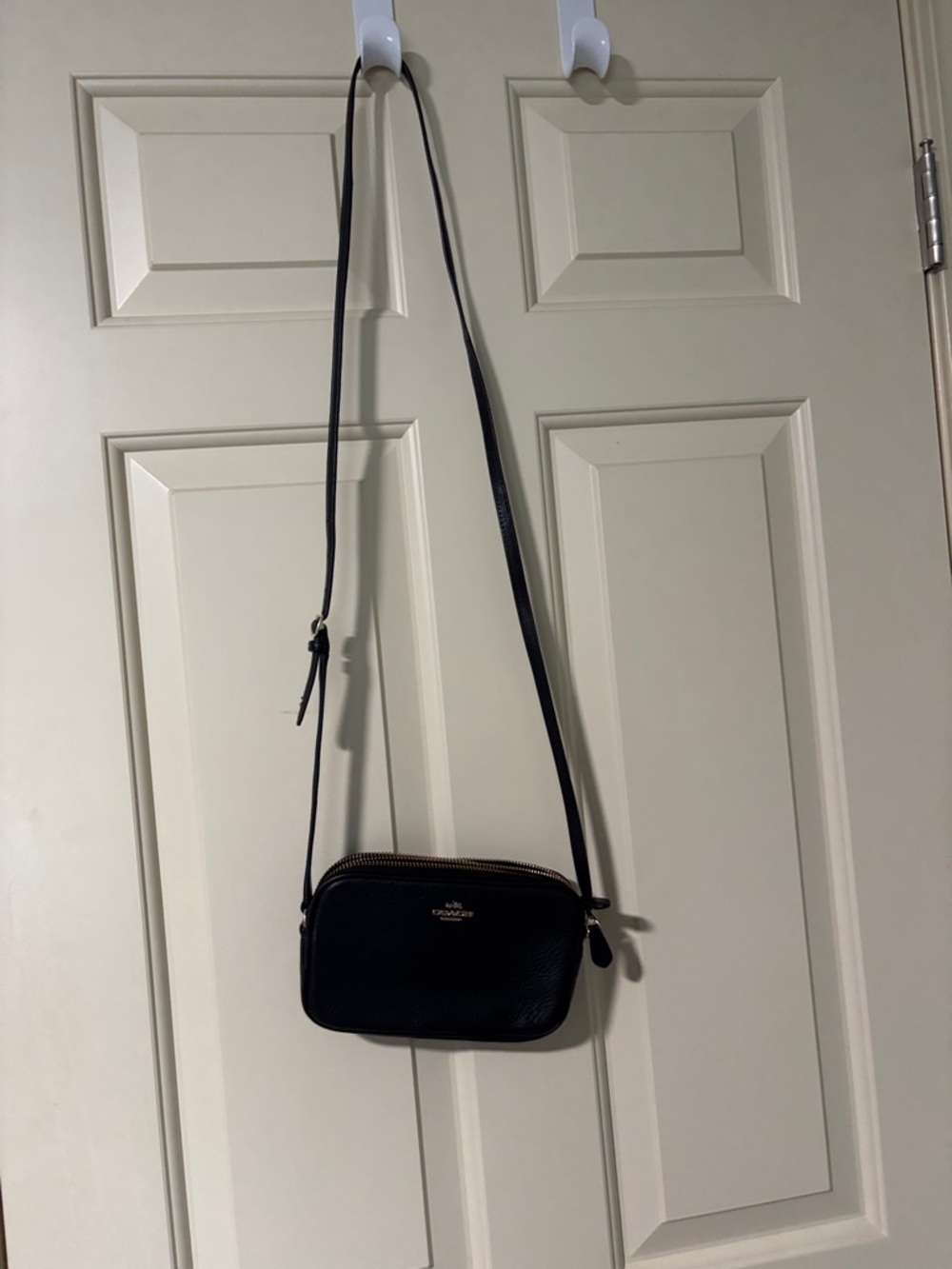 Coach Black Pebbled Leather Crossbody with Gold Hardware